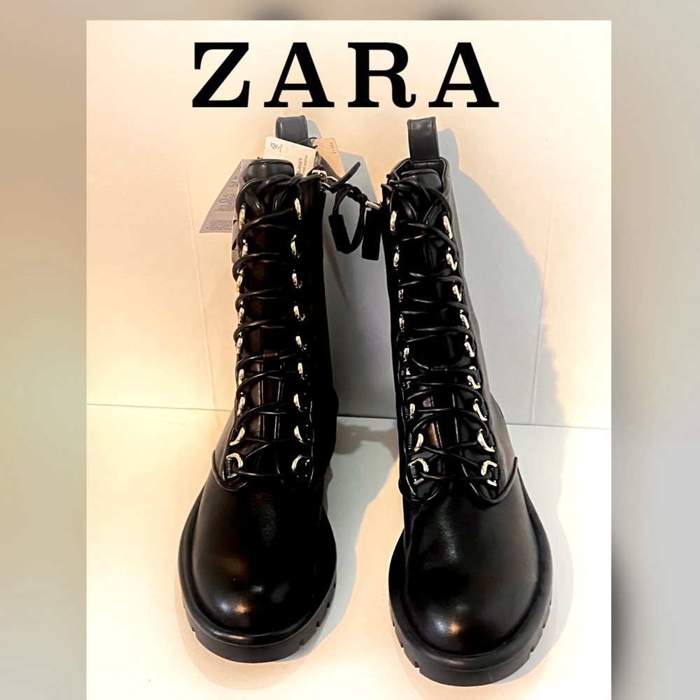 Zara Women's Black Lace-Up Boots